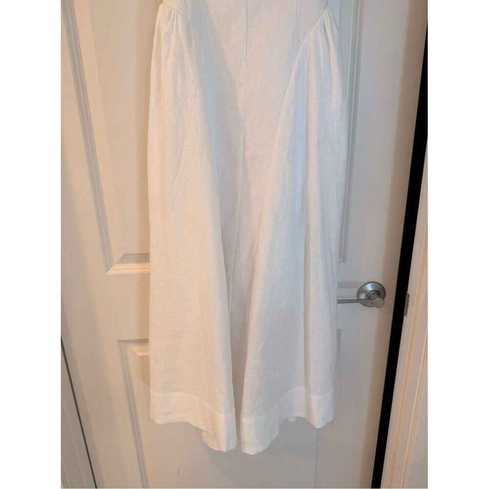 NWOT Reformation White Birdie Linen Dress , Sweetheart Midi Dress with Pockets - Picture 9 of 16